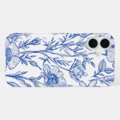 ブルーフローラル iPhoneケース (裏面横)