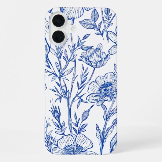 ブルーフローラル iPhoneケース (裏面)
