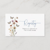 ブルーフローラレジストリ赤ちゃんシャワー エンクロージャーカード (正面)