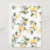 ブルーフローラレモンのメイン絞りブライダルシャワー 招待状 (裏面)