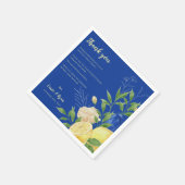 ブルーフローラレモンウェディングパーティーありがとうメッセージ スタンダードカクテルナプキン (角)