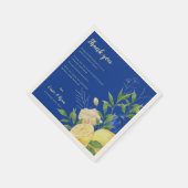 ブルーフローラレモンウェディングパーティーありがとうメッセージ スタンダードカクテルナプキン (角)