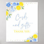 ブルーフローラレモンカード&ギフトブライダルシャワー ポスター (正面)