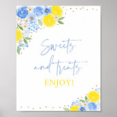 ブルーフローラレモンスウィートトリートブライダルシャワー ポスター (正面)