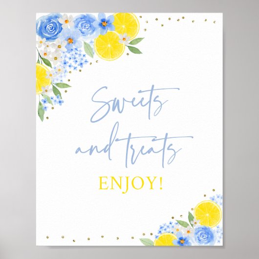 ブルーフローラレモンスウィートトリートブライダルシャワー ポスター (正面)