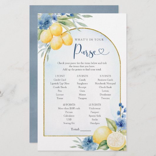 ブルーフローラレモンメインスクイーズあなたの財布の中で (正面/裏面)