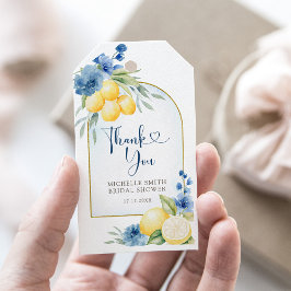 ブルーフローラレモンメインスクイーズブライダルシャワー ギフトタグ