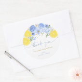 ブルーフローラレモンメインスクイーズブライダルシャワー ラウンドシール (封筒)