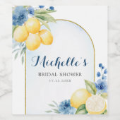 ブルーフローラレモンメインスクイーズブライダルシャワー ワインラベル (シングルラベル)