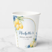 ブルーフローラレモンメインスクイーズブライダルシャワー 紙コップ (裏面)