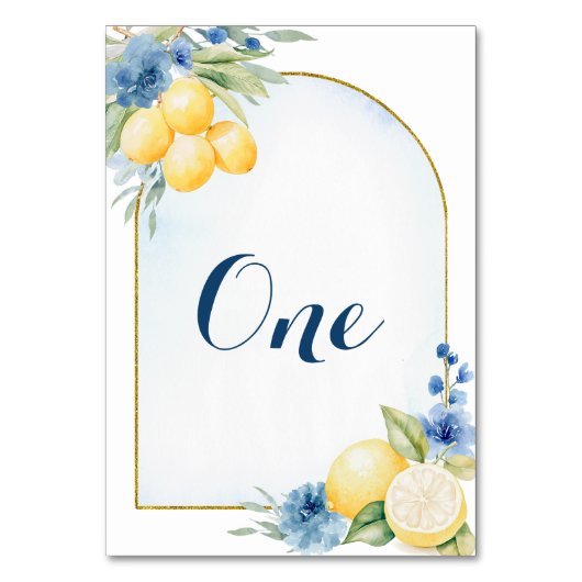 ブルーフローラレモンメインスクイーズ赤ちゃんシャワー テーブルナンバー (裏面)