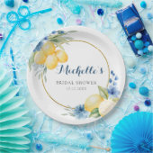 ブルーフローラレモンメインスクイーズ赤ちゃんシャワー ペーパープレート (パーティー)