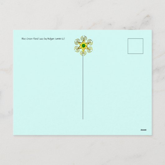 ブルーフローラレース、ピンクのシルククロス、カラフル宝石 シーズンポストカード (裏面)