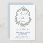 ブルーフローラロマンチックなブライダルシャワー招待 招待状 (正面/裏面)