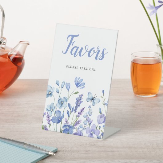 ブルーフローラワイルドフラワーブライダルシャワーのお願い 台座サイン (インサイチュ)