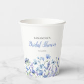 ブルーフローラワイルドフラワーブライダルシャワー紙カップ 紙コップ (裏面)