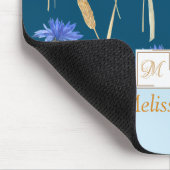 ブルーフローラワイルドフラワーモノグラム マウスパッド (コーナー)