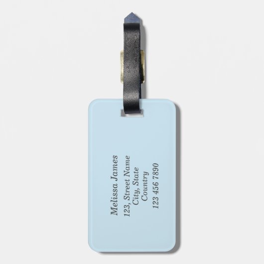 ブルーフローラワイルドフラワーモノグラム ラゲッジタグ (裏面縦)