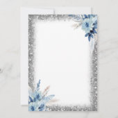 ブルーフローラワインボトルグリッターフレームベビーシャワー 招待状 (裏面)