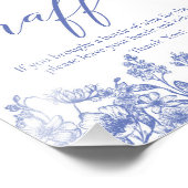 ブルーフローラワインラッフルブライダルシャワーゲームサイン フォトプリント            (角)