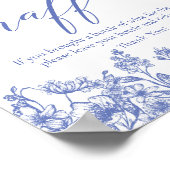 ブルーフローラワインラッフルブライダルシャワーゲームサイン ポスター (角)