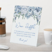 ブルーフローラワインラッフルブライダルシャワーゲームサイン 台座サイン (インサイチュ)