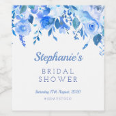 ブルーフローラワインラベル、ブルーフローラ結婚ズ ワインラベル (シングルラベル)