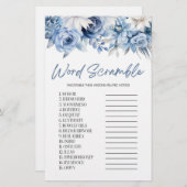ブルーフローラワードスクランブルブライダルシャワーゲーム 便箋 (正面/裏面)