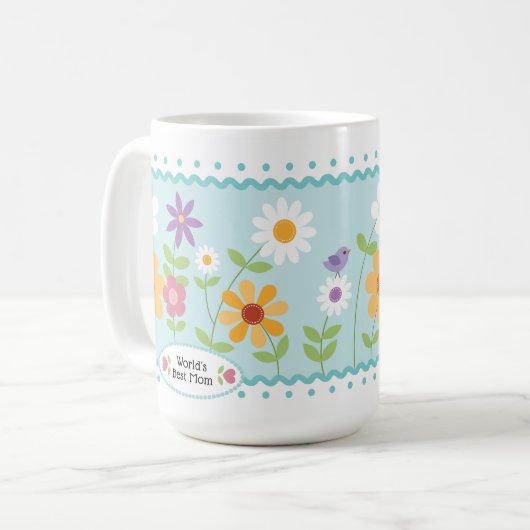 ブルーフローラワールド最高のズママママママザーズ・デイ コーヒーマグカップ (正面左)