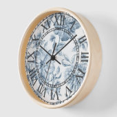 ブルーフローラヴィンテージウォールクロック 壁時計 (傾斜)