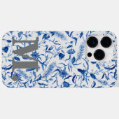 ブルーフローラヴィンテージガーリーモノグラムイニシャル Case-Mate iPhoneケース (裏面 (横))