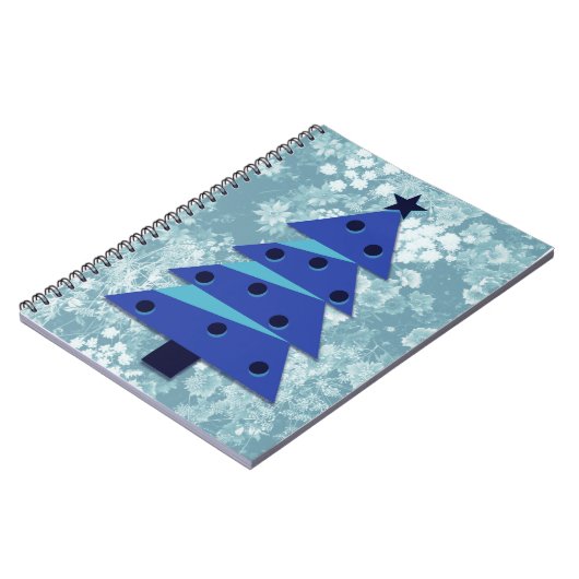 ブルーフローラヴィンテージクリスマスツリージャーナルスパイラル ノートブック (左側)