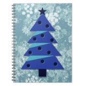 ブルーフローラヴィンテージクリスマスツリージャーナルスパイラル ノートブック (正面)