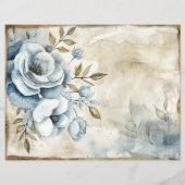 ブルーフローラヴィンテージスクラップブック紙 (裏面)