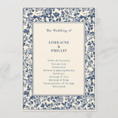 ブルーフローラヴィンテージデラウェア結婚Chinoiserie's プログラム (正面)