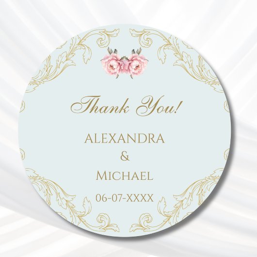 ブルーフローラヴィンテージ結婚バロック ラウンドシール