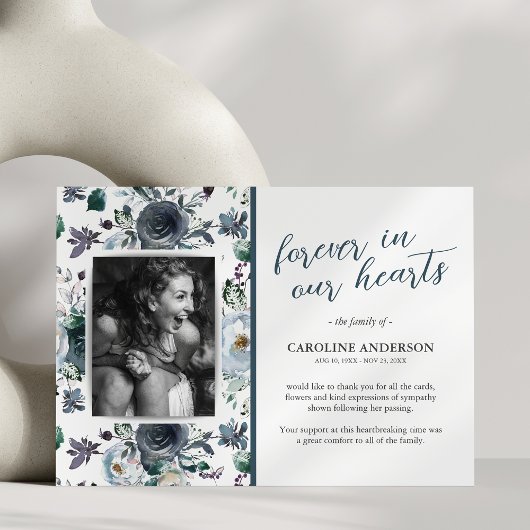 ブルーフローラ写真葬儀サンキューカード サンキューカード