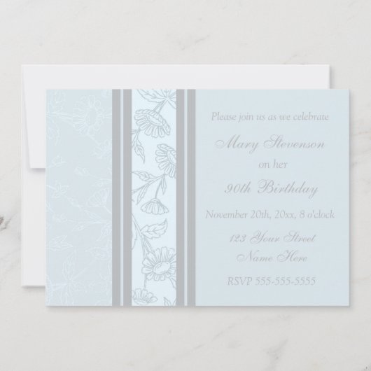 ブルーフローラ写真90thバースデーパーティ招待状 招待状 (裏面)