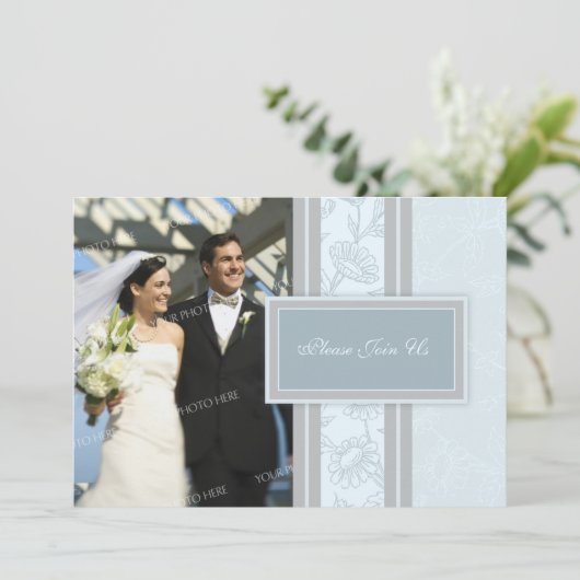 ブルーフローラ写結婚真の誓いの更新招待状 招待状 (スタンド正面)