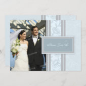 ブルーフローラ写結婚真の誓いの更新招待状 招待状 (正面/裏面)