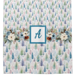 ブルーフローラ冬木の森シャワーカーテン シャワーカーテン