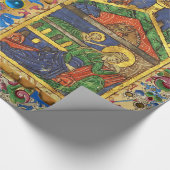 ブルーフローラ出生クリスマスパーチメントと宝石 ラッピングペーパー (角)