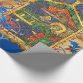 ブルーフローラ出生クリスマスパーチメントと宝石 ラッピングペーパー (角)