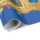 ブルーフローラ出生クリスマスパーチメントと宝石 ラッピングペーパー (ロールコーナー)