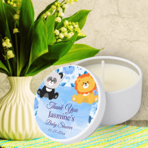 ブルーフローラ動物少年の赤ちゃんシャワーの好意