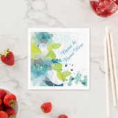 ブルーフローラ名前をカスタムする紙カクテルナプキンス スタンダードカクテルナプキン (インサイチュ)