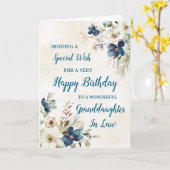 ブルーフローラ孫娘インロー誕生日カード カード (黄色い花)