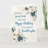 ブルーフローラ孫娘誕生日カード カード (正面)