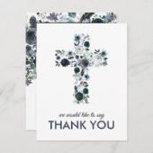 ブルーフローラ宗教十字写真 サンキューカード (正面/裏面)