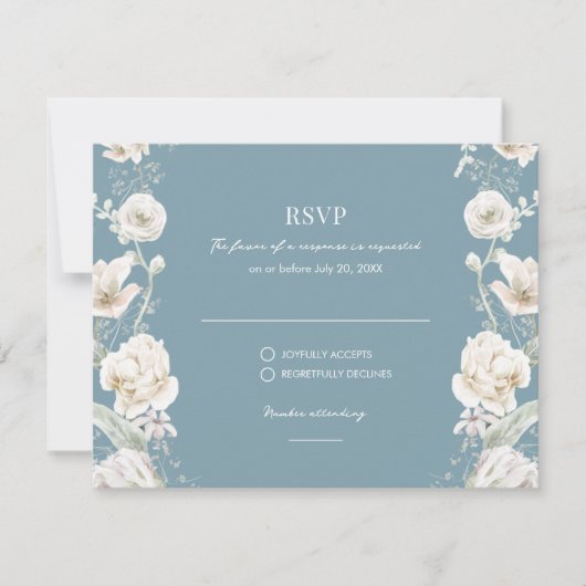 ブルーフローラ庭園の結婚式RSVP 出欠カード (正面)